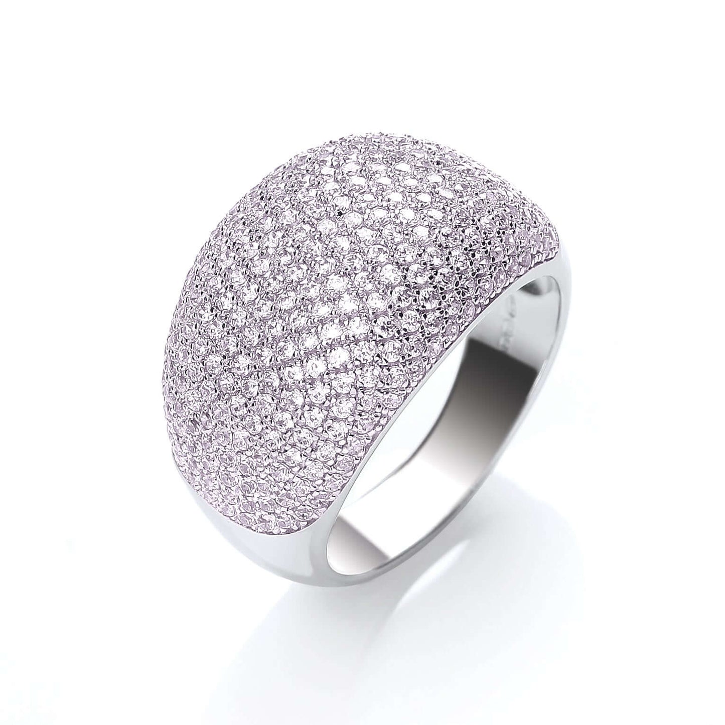 Silver Micro Pave Cocktail Ring set with 283 pink cubic zirconia stones, elegant jewelry with sparkling design