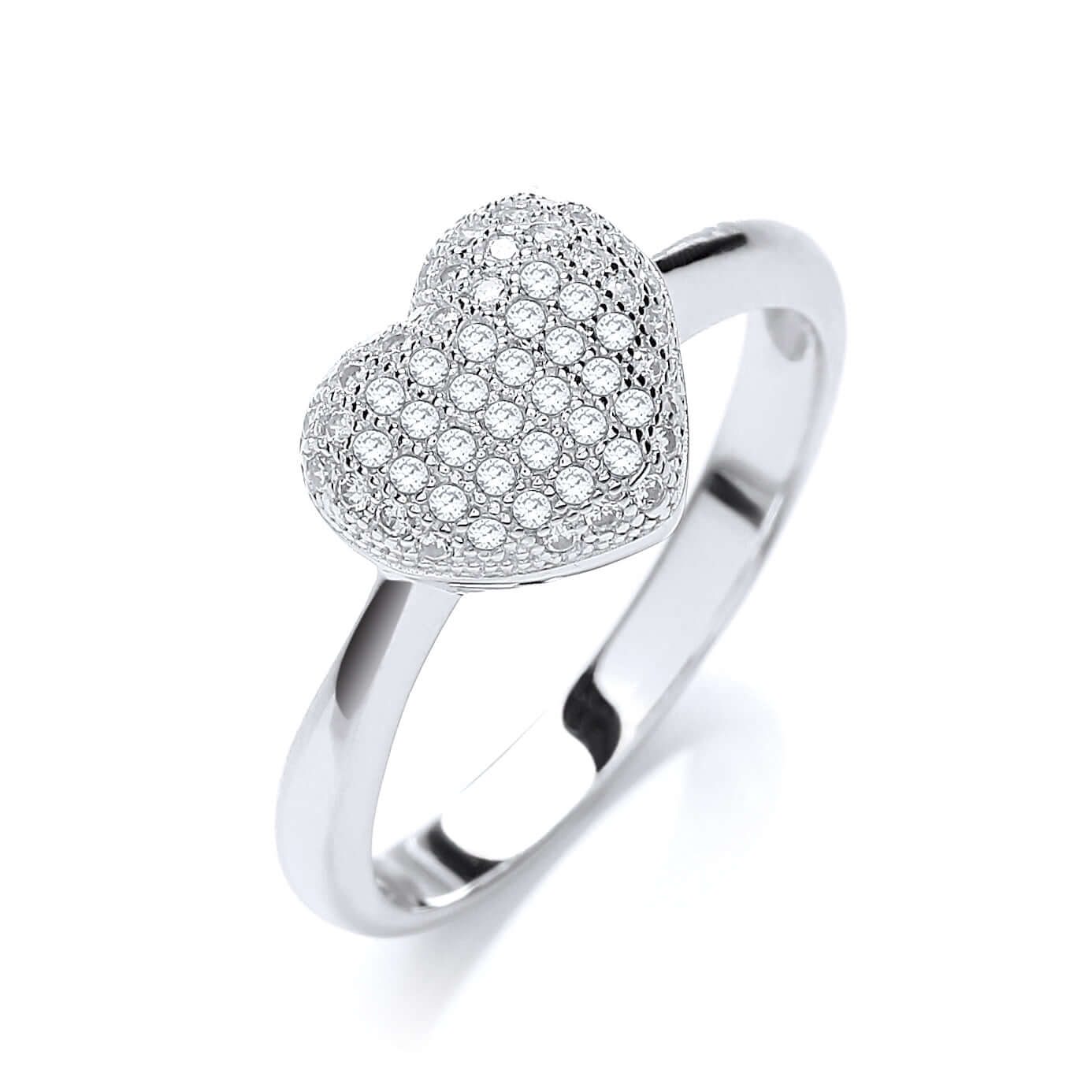Heart Shaped Cz Ring with cubic zirconia stones in silver setting