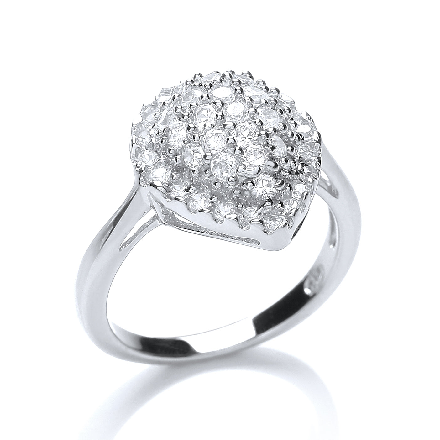Silver Pear Shaped Cz Ring