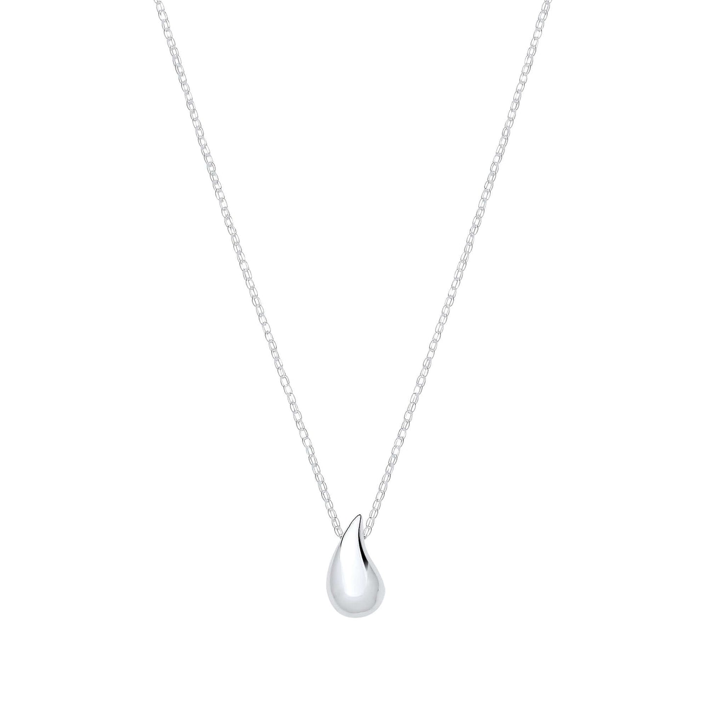 Silver Teardrop Necklace with solid sterling silver pendant on a 16 inch chain