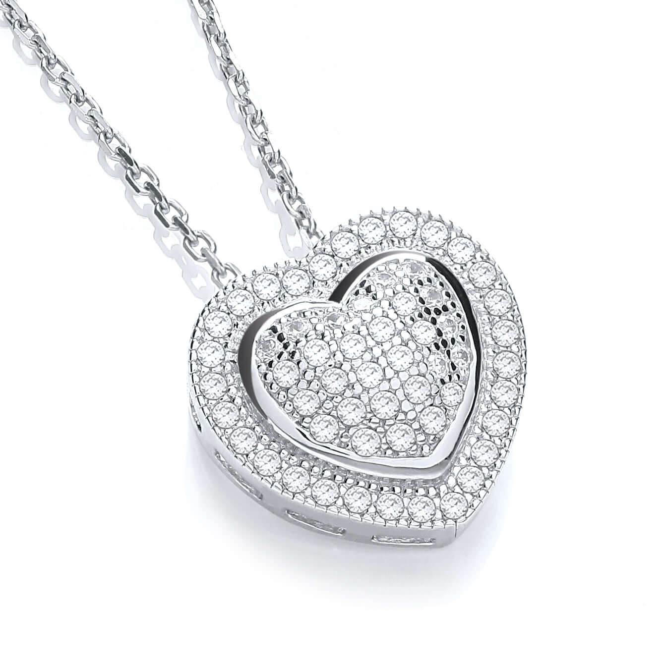 Heart shaped CZ pendant and chain