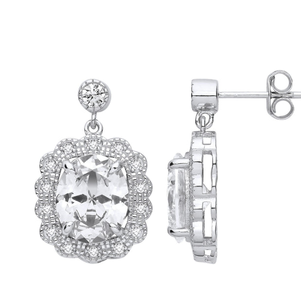 Silver CZ Cushion earrings