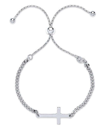 Silver bracelet with a side cross