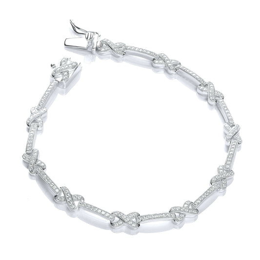 Glittering Silver Cz Bracelet with cubic zirconia stones, elegant sterling silver design, perfect for adding sparkle to any outfit.