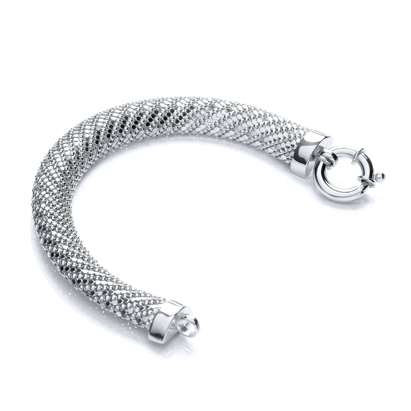 Elegant Silver Mesh Bracelet with textured design and clasp, perfect for fashion and accessory enthusiasts.