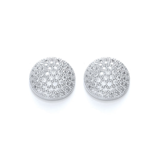Elegant ball stud earrings with micro pave cubic zirconia set in silver, perfect for everyday elegance and style.