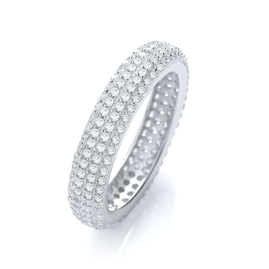 Micro Pave Silver Ring - sterling silver with cubic zirconia stones, elegant jewelry design.