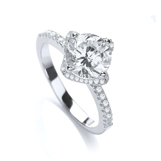 Silver Engagement Ring with cubic Zirconia stones, showcasing a stunning design perfect for engagements and special occasions.