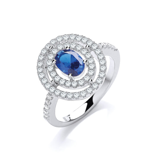 Micro Pave' Sapphire Blue & Clear CZs Ring