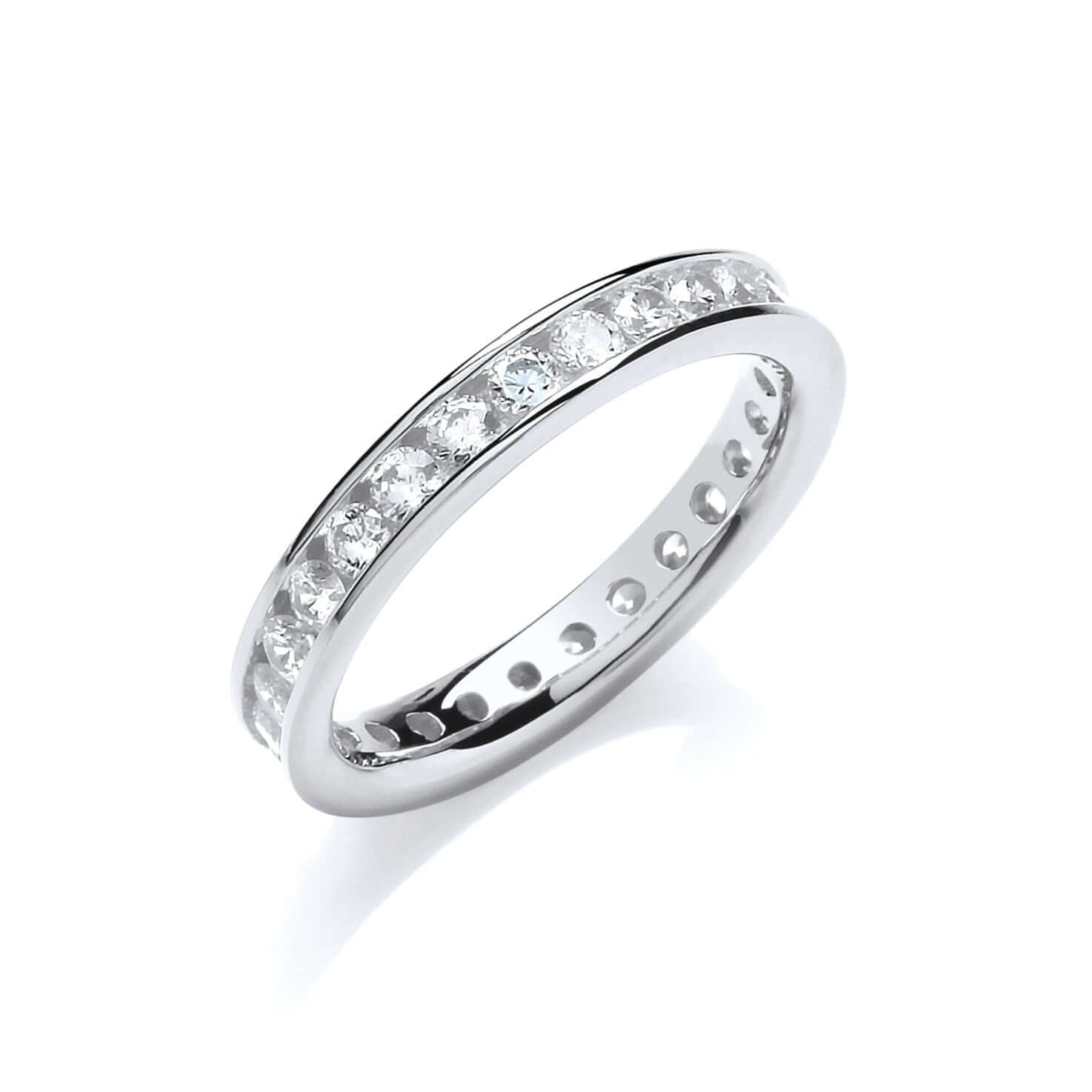 Sterling Silver Eternity Ring channel set with cubic zirconia stones