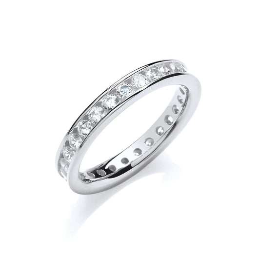 Sterling Silver Eternity Ring channel set with cubic zirconia stones