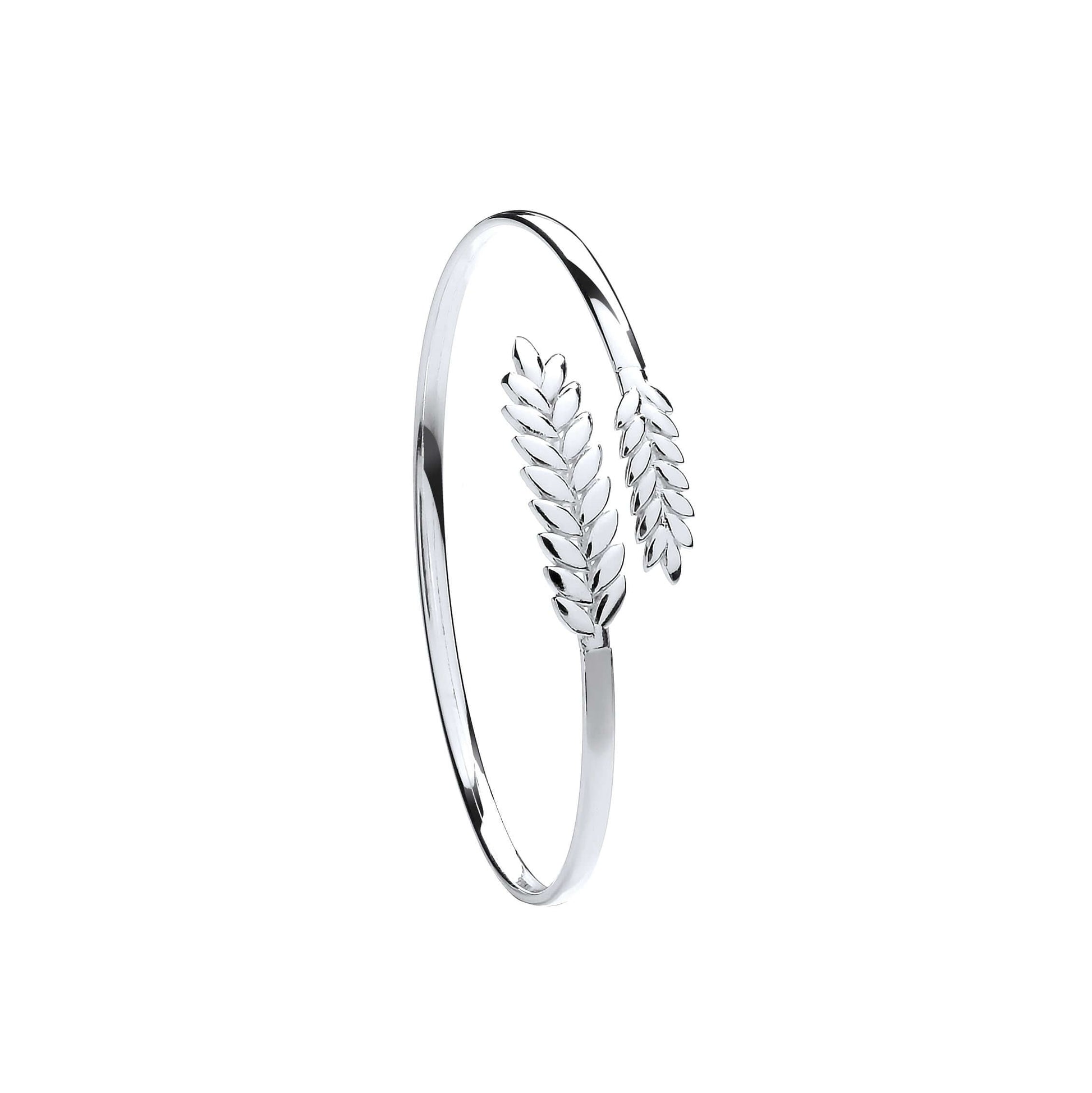 Silver barley leaf bangle