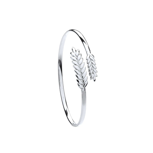 Silver barley leaf bangle