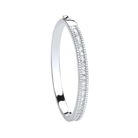 Silver princess cut CZ bangle