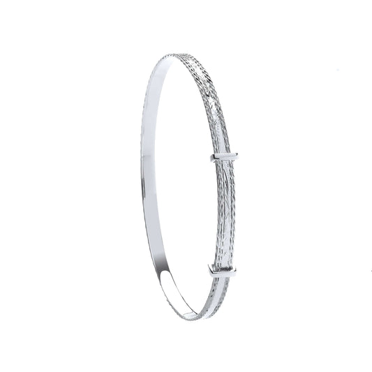 Diamond cut silver bangle