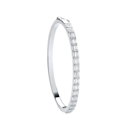 silver baguette cut bangle
