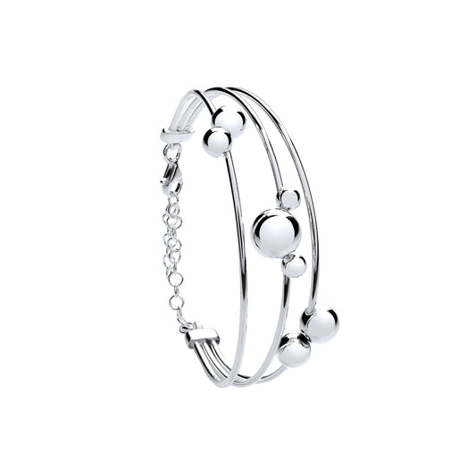 Silver Tube & Ball Bracelet with Safety Chain