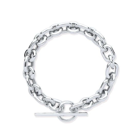 Silver Chunky Link T-Bar Bracelet