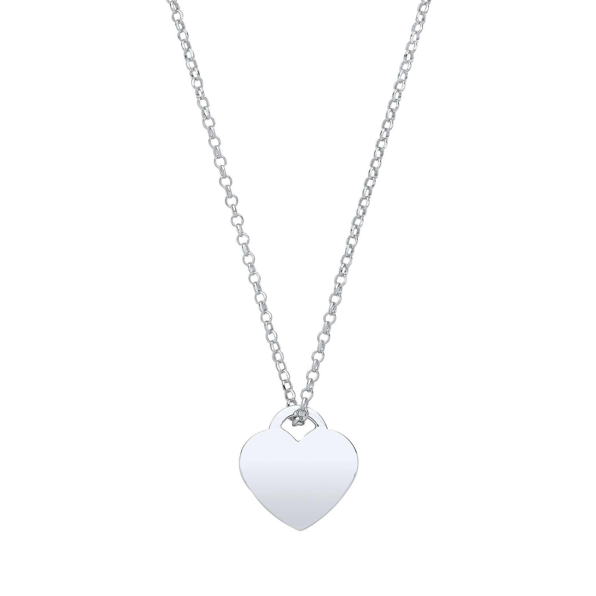 Silver Plain Heart Pendant Chain on 16-inch silver necklace, elegant and simple heart-shaped charm for a classic look.