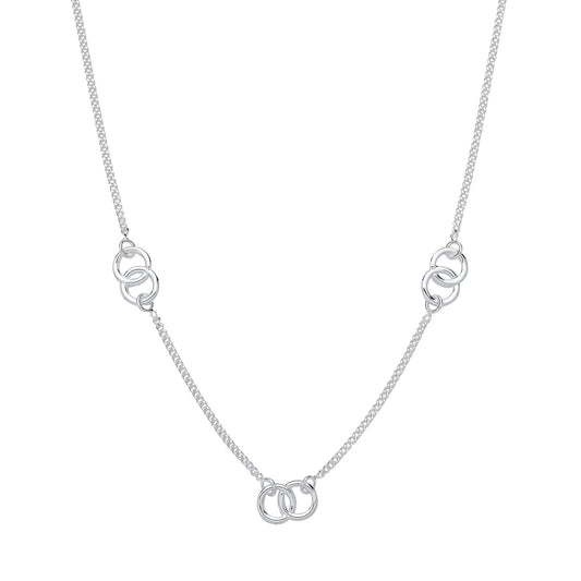 Silver Entwined Circles 17" Necklace with sterling silver interlocking circles and 17-inch chain.