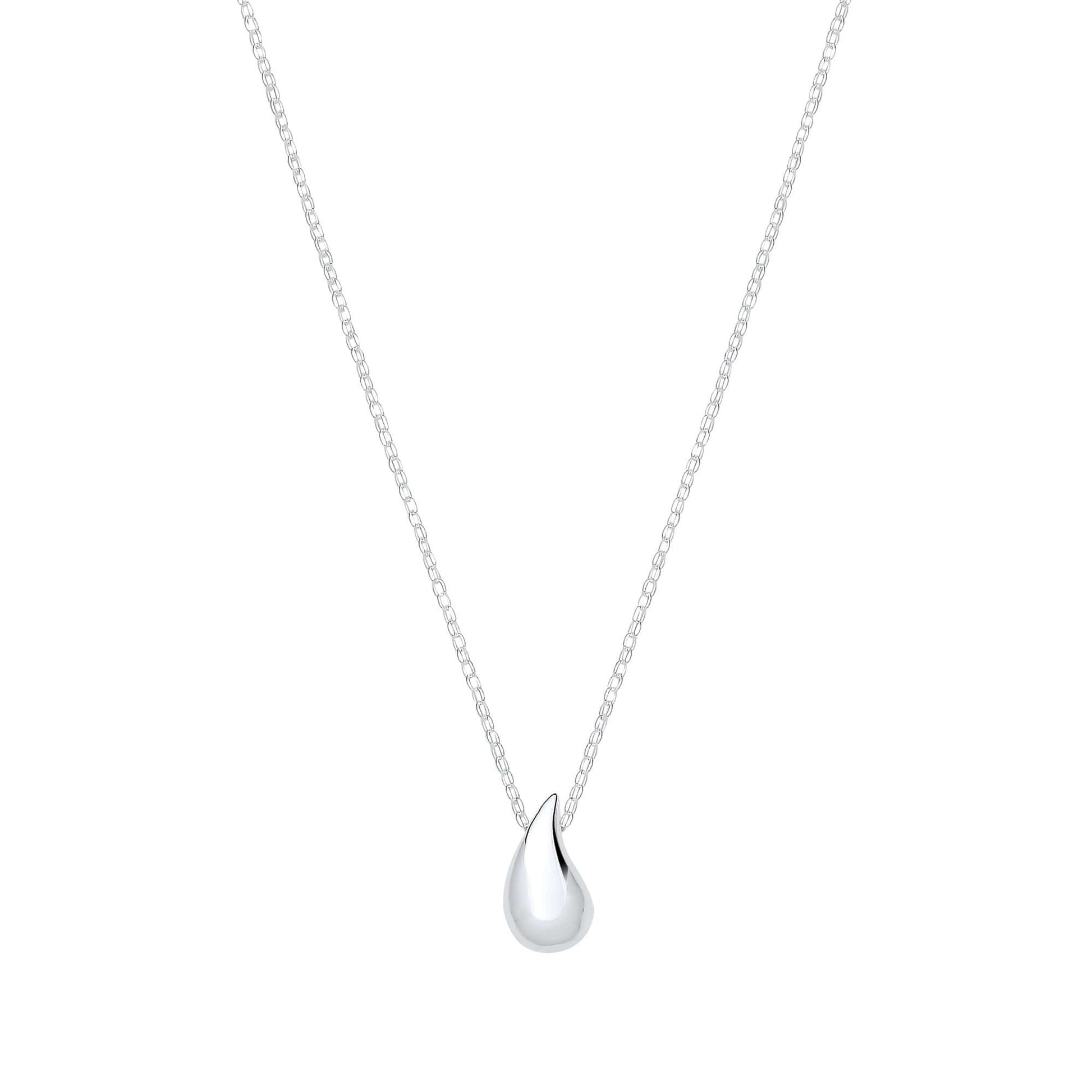 Silver Teardrop Necklace with solid sterling silver pendant on a 16 inch chain
