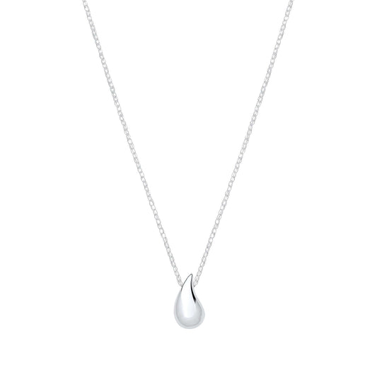 Silver Teardrop Necklace with solid sterling silver pendant on a 16 inch chain
