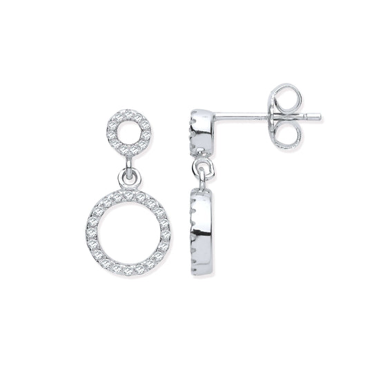 Silver Cz Circle of Life Earrings with cubic zirconia stones, stunning jewelry piece, perfect for elegant style and sparkle.