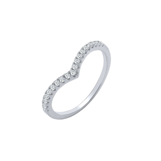 Silver Wishbone Ring with cubic zirconia stones, elegant and stylish accessory for all occasions.